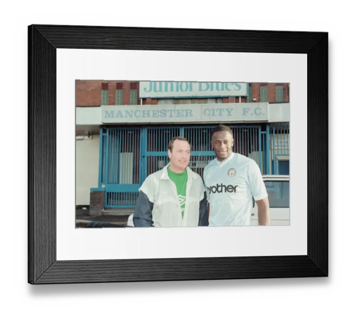 Framed Print : Justin Fashanu, taking part in Manchester City team training session, 27th December 1988 Framed Print : Justin Fashanu, taking part in Manchester City team training session, 27th December 1988