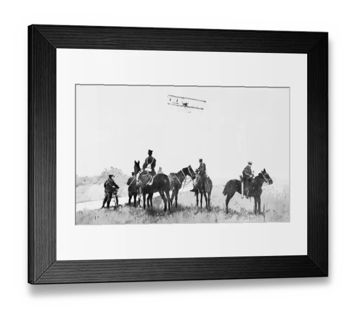 Framed Print : Biplane flying over British Patrol circa September 1914 Framed Print : Biplane flying over British Patrol circa September 1914