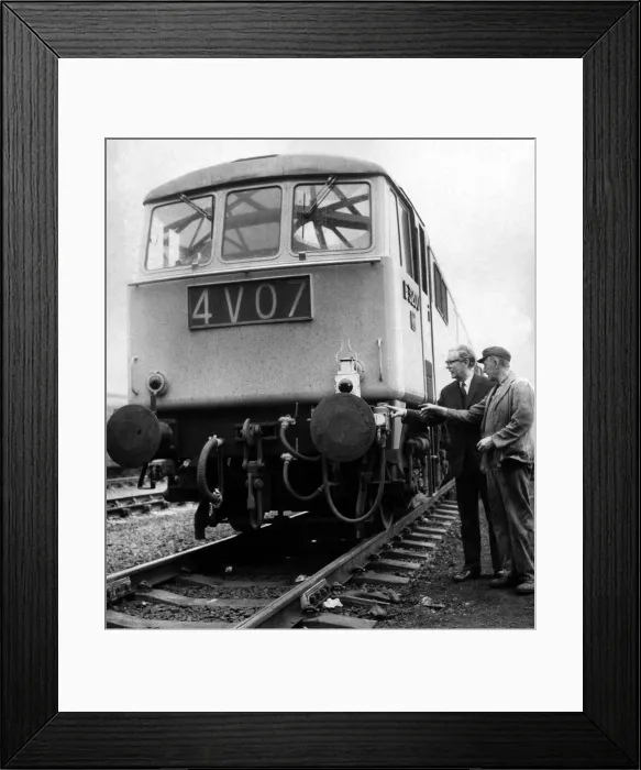 Framed Print : An deisel engine being inspected on 26th April 1972