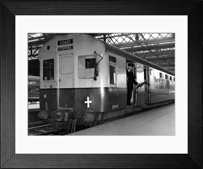 Framed Print : An electric train used on the Newcastle coast line on 16th June 1952 Framed Print : An electric train used on the Newcastle coast line on 16th June 1952