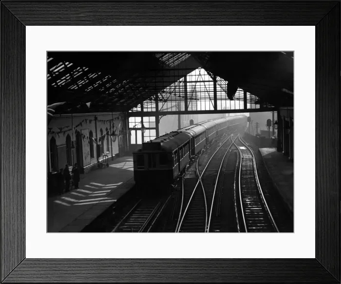 Framed Print : At the end of its inaugural run, on 14th March 1938, the first electric train in Framed Print : At the end of its inaugural run, on 14th March 1938, the first electric train in