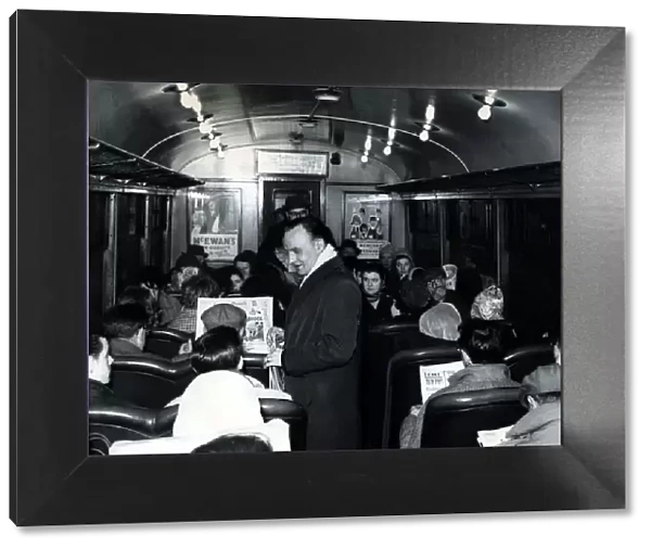 A crowded carriage of the Newcastle to Coast electric train on 17th November 1962