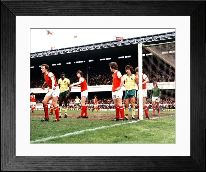 Framed Print : Arsenal v. Norwich. Justin Fashanu and Sammy Nelson. 28th April 1978 Framed Print : Arsenal v. Norwich. Justin Fashanu and Sammy Nelson. 28th April 1978