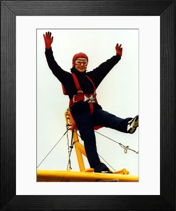 Framed Print : Sunday Sun reporter, Tamzin Lewis, tries her hand at wing walking on the Cadbury