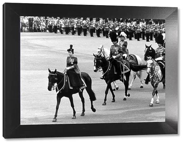 The Queen takes part in Trooping of the Colour ceremony with 1st Battalion Coldstream