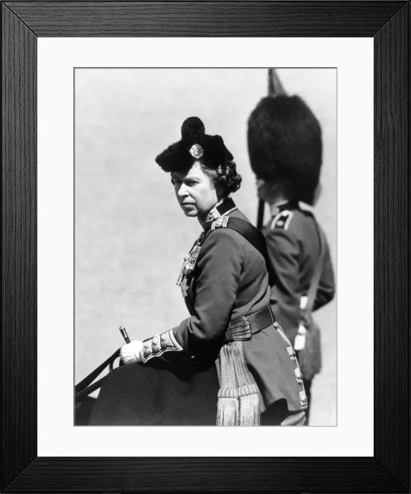 Framed Print : The Queen takes part in Trooping of the Colour ceremony with 1st Battalion Scots Guards