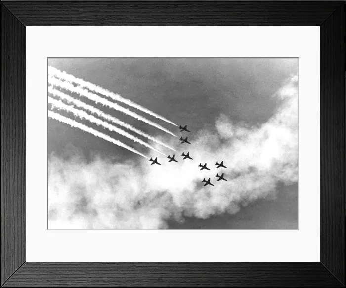 Framed Print : The RAFs Red Arrows display team perform in their BAE Hawk aircraft at the Teesside Framed Print : The RAFs Red Arrows display team perform in their BAE Hawk aircraft at the Teesside
