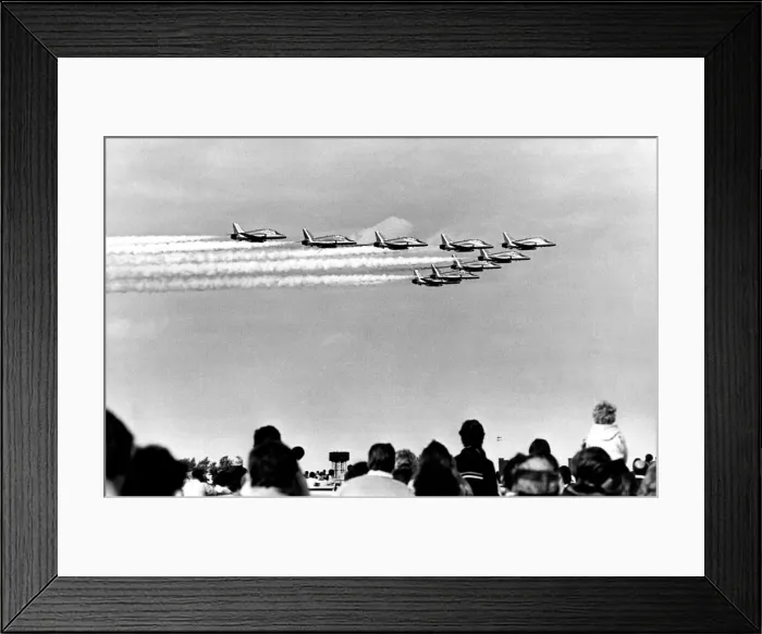 Framed Print : The RAFs Red Arrows display team perform in their BAE Hawk aircraft at the Teesside Framed Print : The RAFs Red Arrows display team perform in their BAE Hawk aircraft at the Teesside