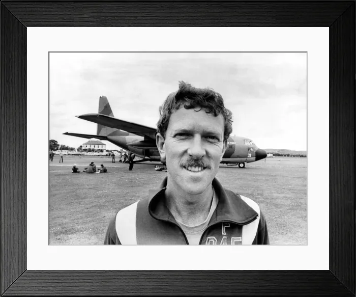 Framed Print : The RAFs Falcons freefall parachute display team put on a spectacular show for Framed Print : The RAFs Falcons freefall parachute display team put on a spectacular show for