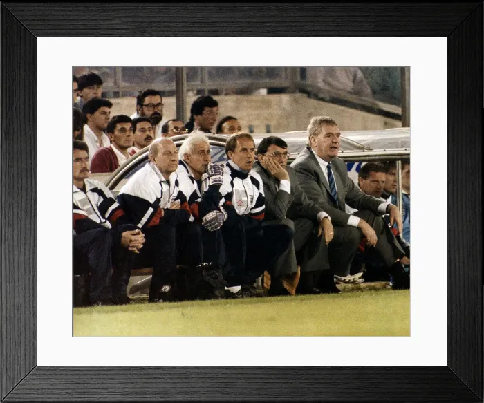 Framed Print : England manager Graham Taylor watches England lose in Santander Spain along with Lawrie