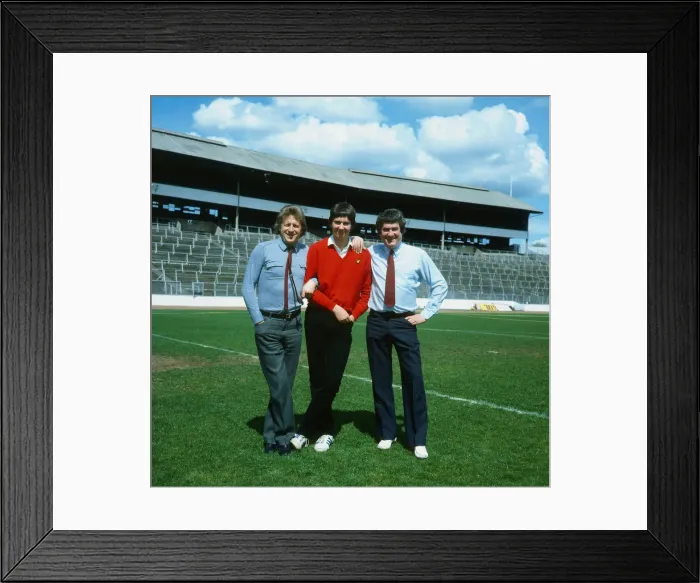 Framed Print : Former Rangers football player Jim Baxter (right) with his son (centre Framed Print : Former Rangers football player Jim Baxter (right) with his son (centre