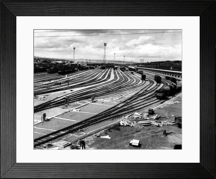 Framed Print : A general view of the sidings at the new Tyne marshalling yard at Lamesley on 21st June