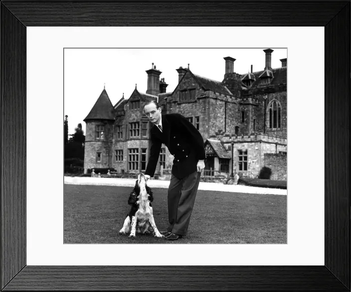 Framed Print : Lord Montagu of Beaulieu with his dog Remus 1954 Framed Print : Lord Montagu of Beaulieu with his dog Remus 1954