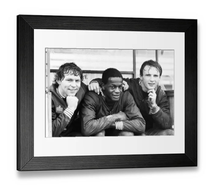 Framed Print : Justin Fashanu. pictured during England U21 training session, 15th March 1982 Framed Print : Justin Fashanu. pictured during England U21 training session, 15th March 1982