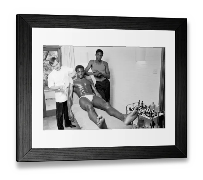 Framed Print : Justin Fashanu, Nottingham Forest Football Player, on the treatment table Framed Print : Justin Fashanu, Nottingham Forest Football Player, on the treatment table