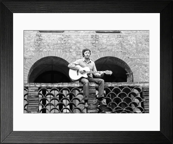 Framed Print : Eric Clapton at his spanish style home in Surrey, 23rd January 1981 Framed Print : Eric Clapton at his spanish style home in Surrey, 23rd January 1981