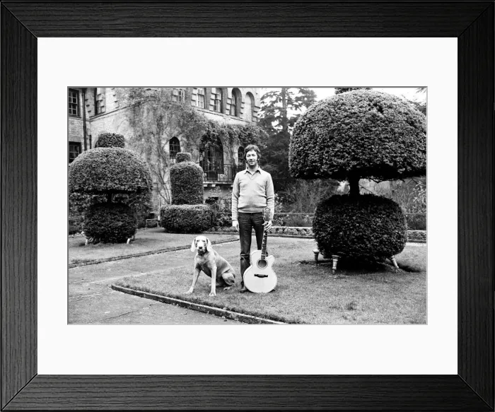 Framed Print : Eric Clapton and his pet dog Willow, an 8 year old Weimaraner Framed Print : Eric Clapton and his pet dog Willow, an 8 year old Weimaraner