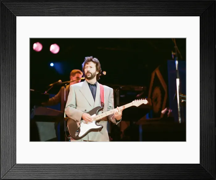 Framed Print : Eric Clapton on stage at Nelson Mandela 70th Birthday Tribute Concert, Wembley Stadium
