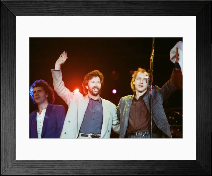 Framed Print : Eric Clapton and Mark Knopfler on stage at Nelson Mandela 70th Birthday Tribute Concert Framed Print : Eric Clapton and Mark Knopfler on stage at Nelson Mandela 70th Birthday Tribute Concert