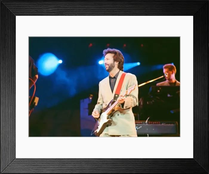 Framed Print : Eric Clapton on stage at Nelson Mandela 70th Birthday Tribute Concert, Wembley Stadium