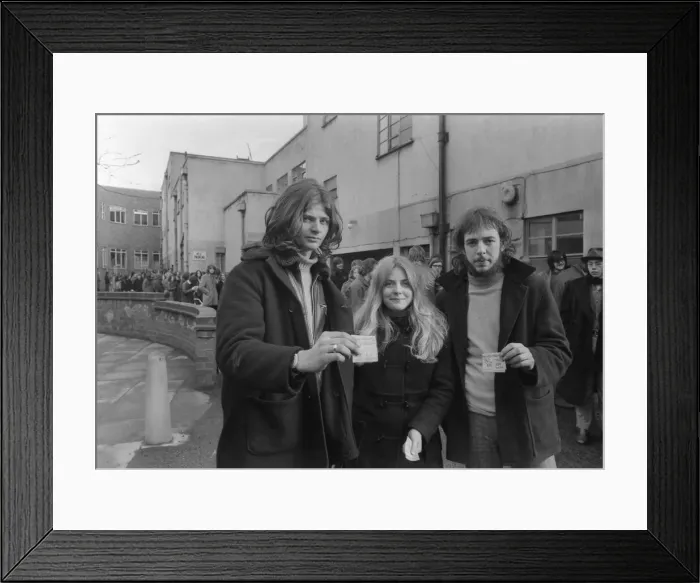 Framed Print : Fans queue to buy concert tickets at Coventry Theatre where The Rolling Stones will be