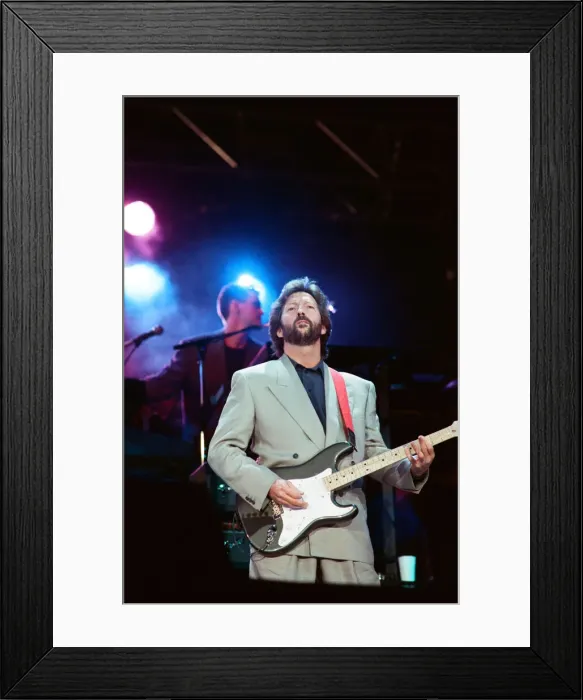 Framed Print : Eric Clapton on stage at Nelson Mandela 70th Birthday Tribute Concert, Wembley Stadium