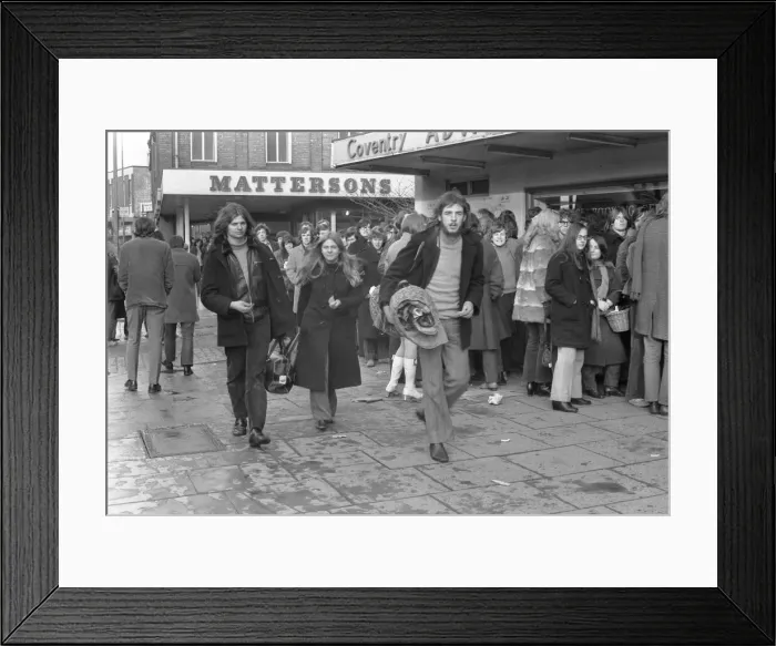 Framed Print : Fans queue to buy concert tickets at Coventry Theatre where The Rolling Stones will be Framed Print : Fans queue to buy concert tickets at Coventry Theatre where The Rolling Stones will be