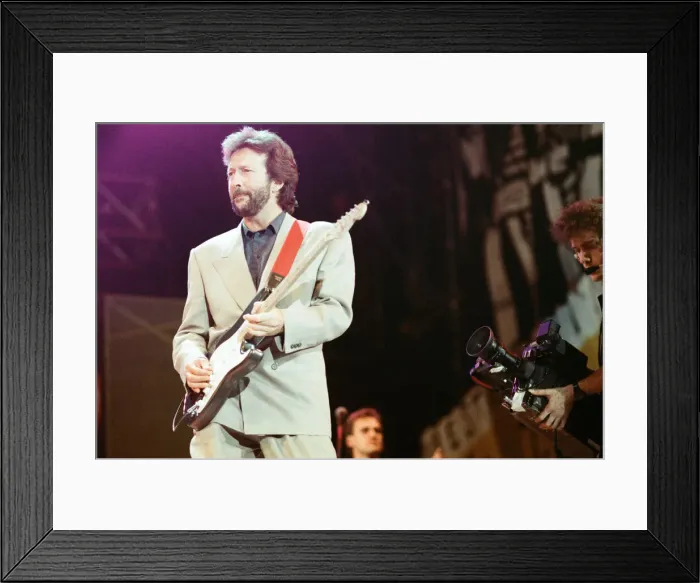 Framed Print : Eric Clapton on stage at Nelson Mandela 70th Birthday Tribute Concert, Wembley Stadium Framed Print : Eric Clapton on stage at Nelson Mandela 70th Birthday Tribute Concert, Wembley Stadium