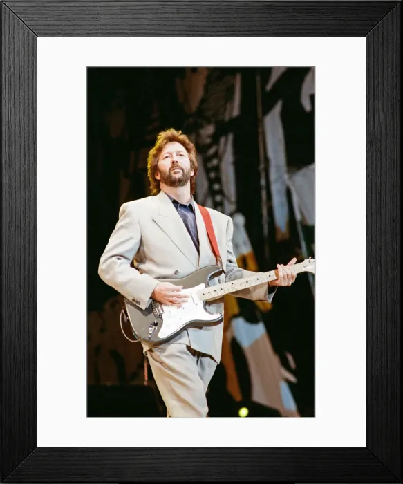 Framed Print : Eric Clapton on stage at Nelson Mandela 70th Birthday Tribute Concert, Wembley Stadium