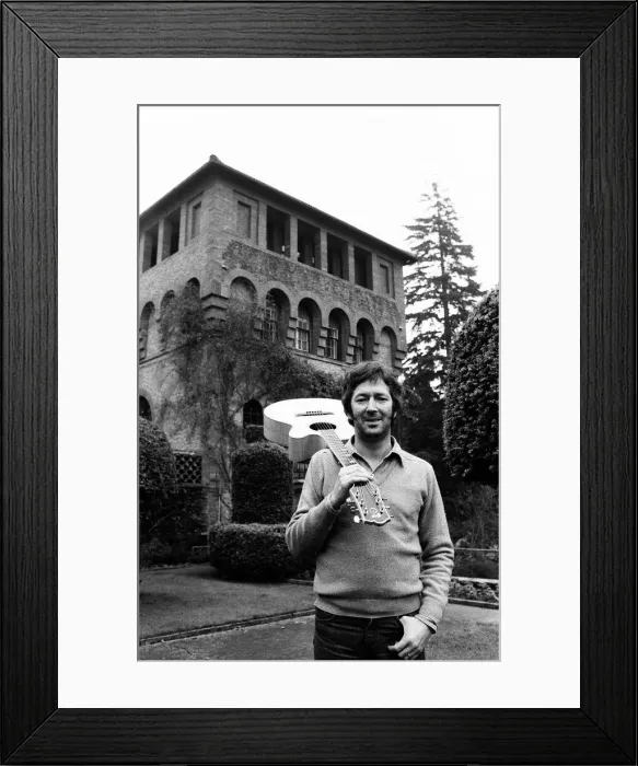 Framed Print : Eric Clapton at his spanish style home in Surrey, 23rd January 1981
