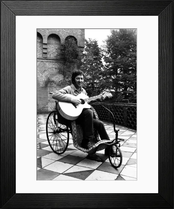 Framed Print : Eric Clapton at his spanish style home in Surrey, 23rd January 1981 Framed Print : Eric Clapton at his spanish style home in Surrey, 23rd January 1981