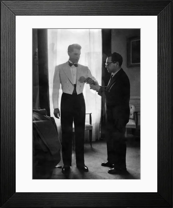 Framed Print : Clothing: Fashion: Menswear: Dinner and evening wear. March 1951 Framed Print : Clothing: Fashion: Menswear: Dinner and evening wear. March 1951