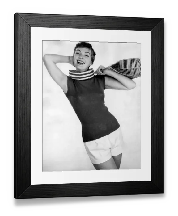 Framed Print : Clothing Fashion Knitwear. Knitting Patterns. June 1956