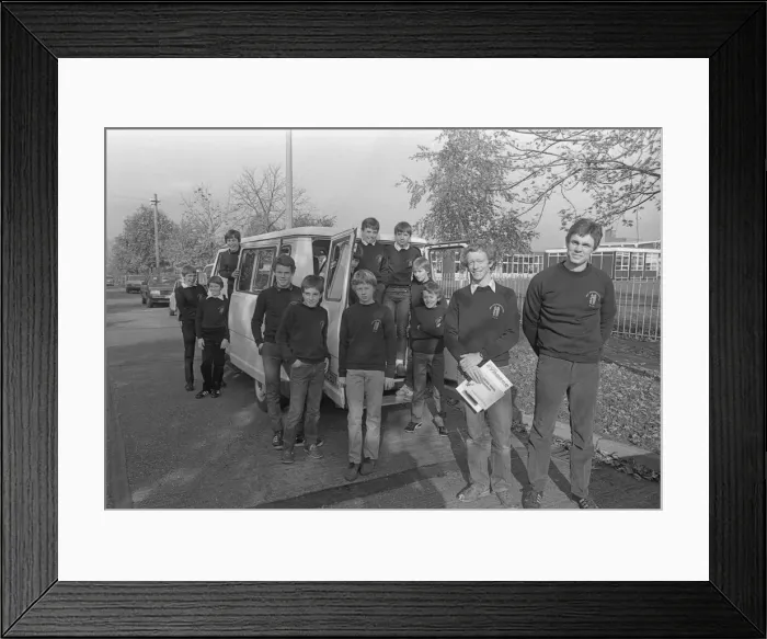 Framed Print : Bound for Germany... members of the Mid-Warwickshire Schools Football Association with