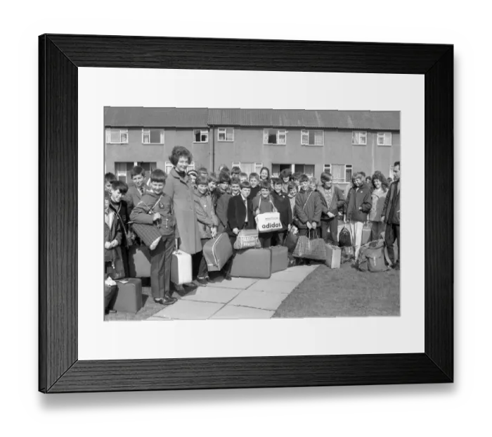 Framed Print : Waiting to set out on the first stage of a long journey were these children from Chace