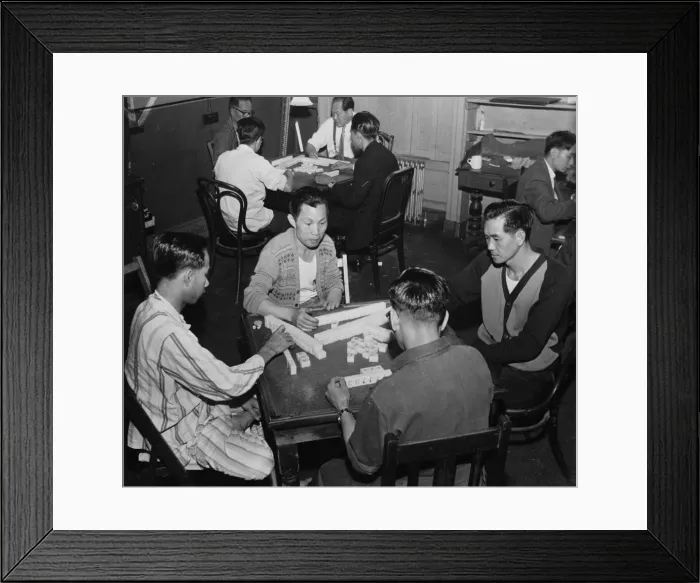 Framed Print : Chinese seamen playing mahjong in a seamens hostel in Liverpool, 2nd August 1962 Framed Print : Chinese seamen playing mahjong in a seamens hostel in Liverpool, 2nd August 1962