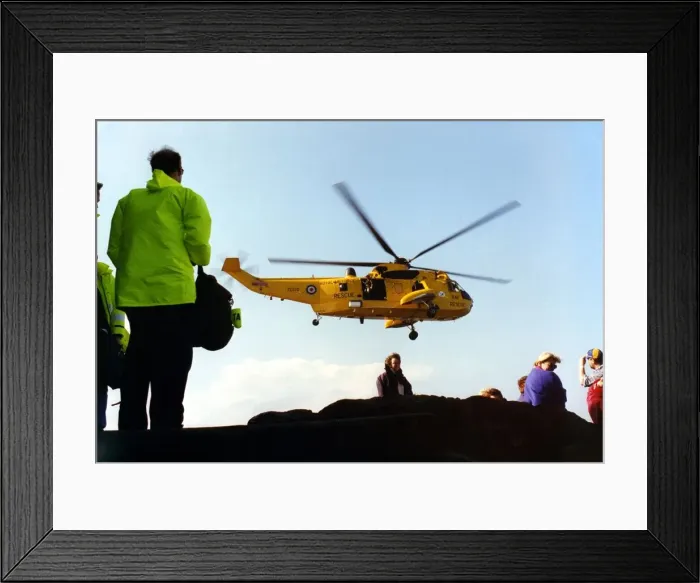 Framed Print : A RAF search and rescue Westland Sea King helicopter. Circa: 1995 Framed Print : A RAF search and rescue Westland Sea King helicopter. Circa: 1995