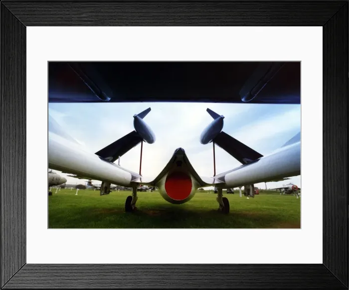 Framed Print : The former Royal Navy De Havilland Sea Venom FAW. 22 (XG680) on display with it