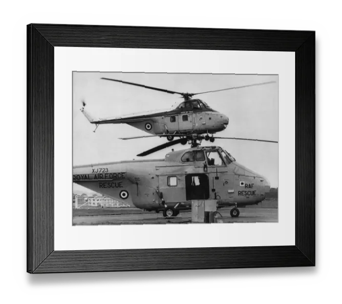 Framed Print : Two RAF Westland Whirlwind helicopters at RAF Boulmer. The aircraft in Framed Print : Two RAF Westland Whirlwind helicopters at RAF Boulmer. The aircraft in