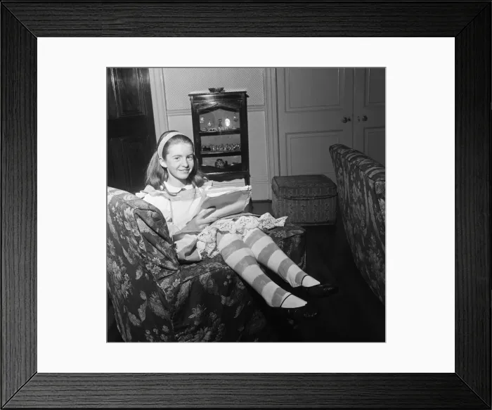 Framed Print : Thirteen year old Jane Asher seen here in her costume for the title role in