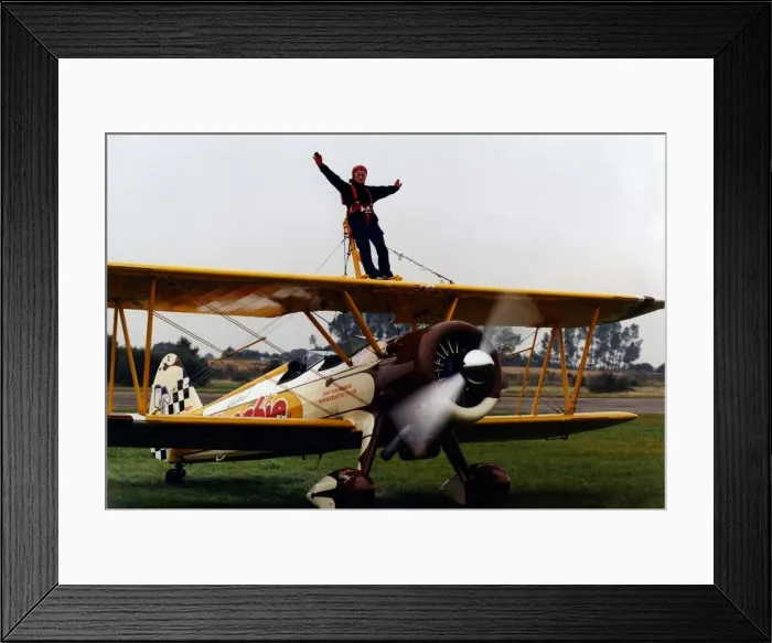 Framed Print : Sunday Sun reporter, Tamzin Lewis, tries her hand at wing walking on the Cadbury