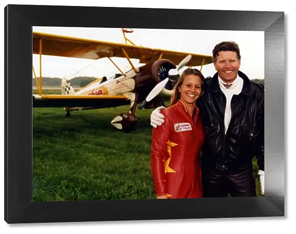 Wing walker, Tanya Gaze, and pilot Mike Dentith pictured with the Cadbury