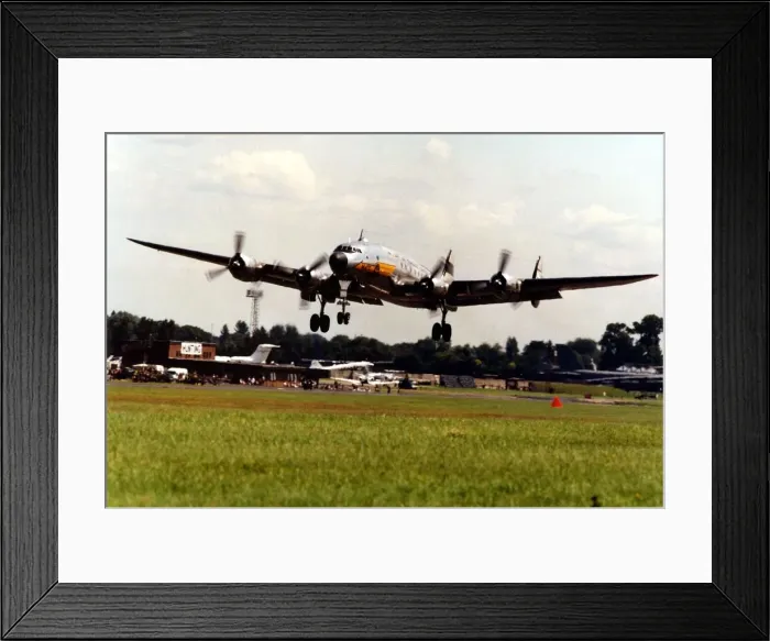 Framed Print : A Lockheed Constellation airliner takes off on its way to the Sunderland International Framed Print : A Lockheed Constellation airliner takes off on its way to the Sunderland International