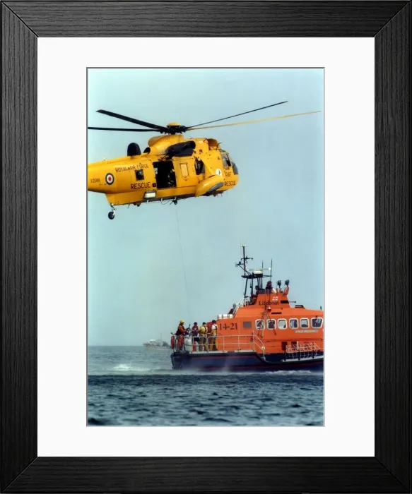 Framed Print : A RAF search and rescue Sea King helicopter from RAF Boulmer