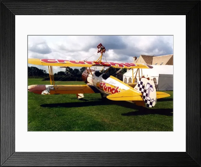 Framed Print : The Cadburys Crunchie Boeing-Stearman Model 75 biplane pictured at Elvington