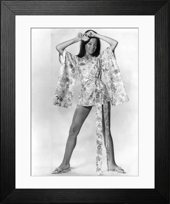 Framed Print : Clothing Fashion 1970: Cover up-and be brief about it. Those kimono sleeves are a cute