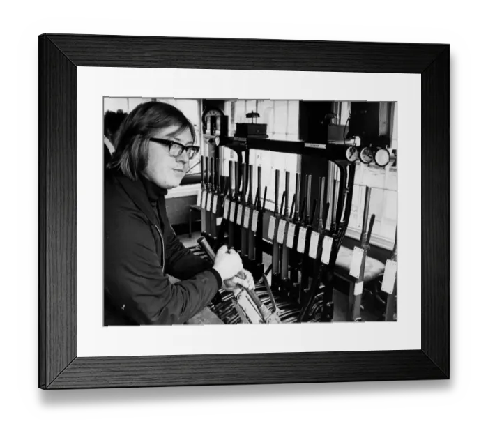 Framed Print : Ted Tomiak, a student from Jesmond, Newcastle, on signal box duty on 23rd April 1973