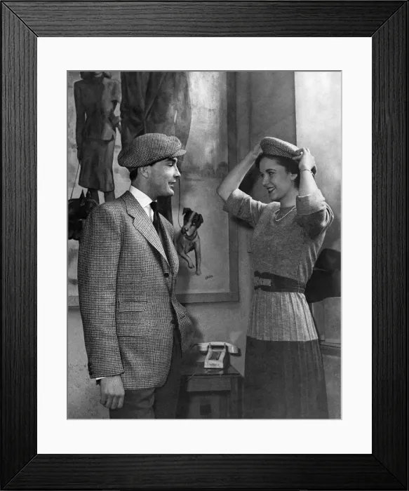 Framed Print : Clothing Fashion 1940s. Man Wears Hat. Models, Gayna Bright 17