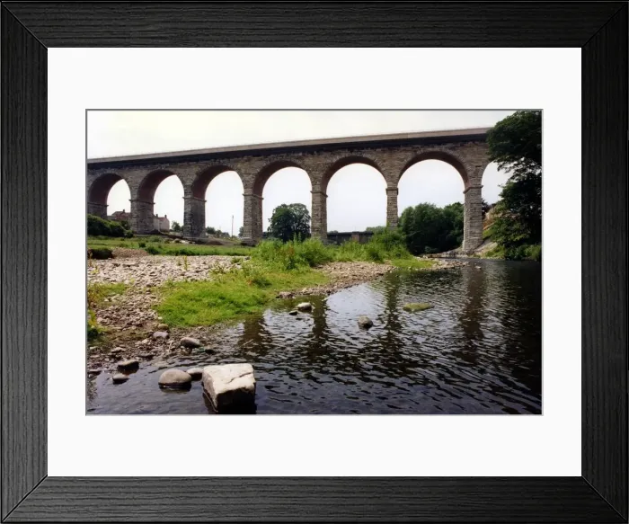 Framed Print : The Victorian railway Newton Cap viaduct at Bishop Auckland on 12th July 1995 which has Framed Print : The Victorian railway Newton Cap viaduct at Bishop Auckland on 12th July 1995 which has