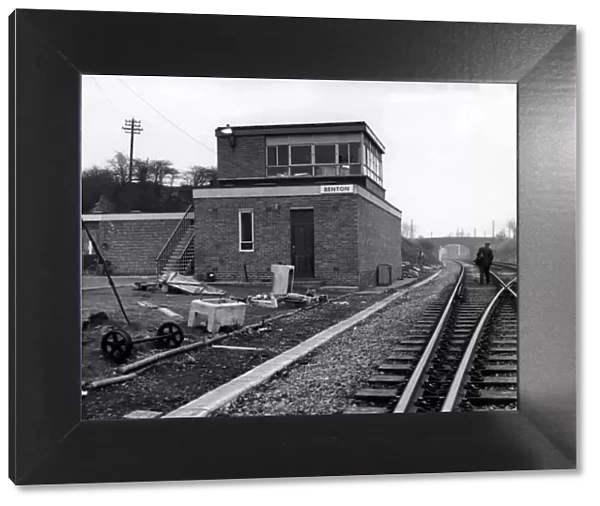 The railway signal box at Benton, Newcastle on 3rd March 1964